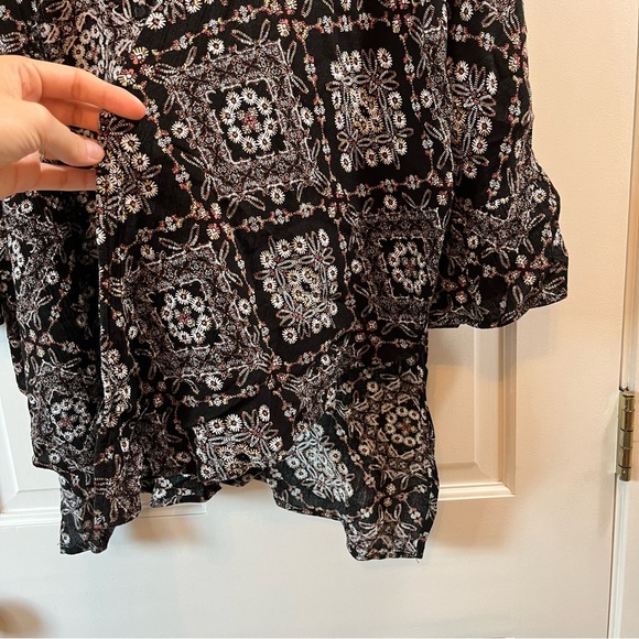 Vtg Jody California Geometric Floral Open Front Shawl - Size 1X (?) No Size Tag - Picture 3 of 7